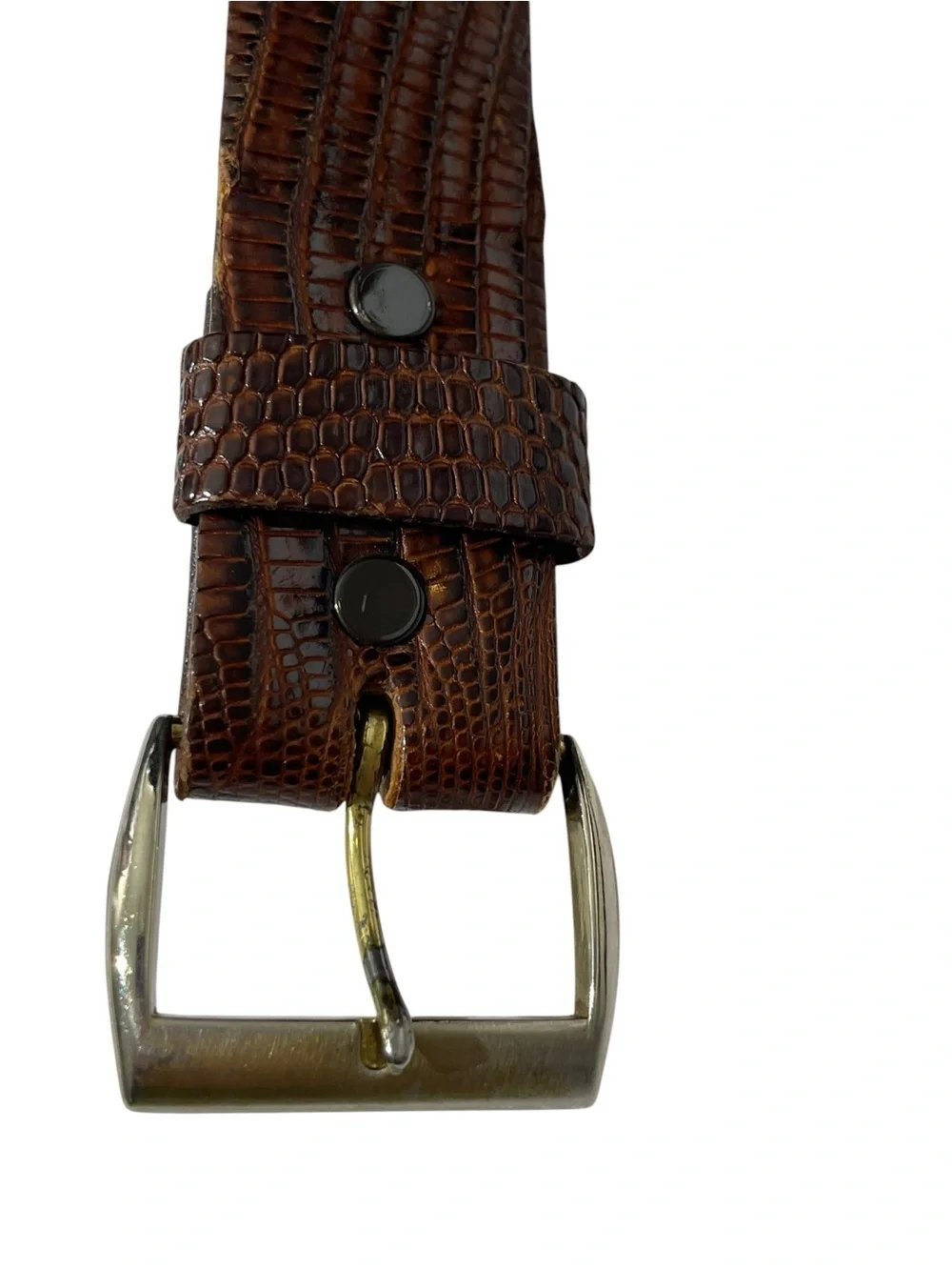 VINTAGE GENUINE LIZARD Brown Men's Sz 34 Western Belt Leather Southwestern